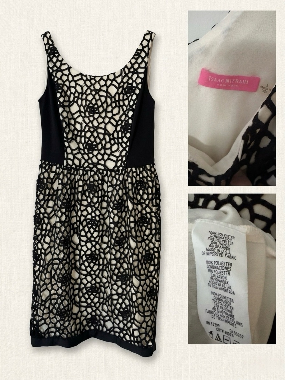 Isaac Mizrahi Black & Ivory Floral Cutout Sheath Dress